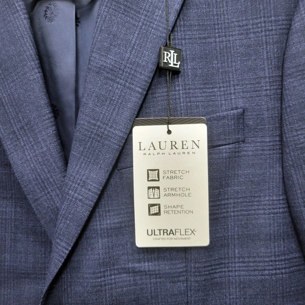 NEW Lauren Ralph Lauren Plaid Ultraflex Blazer Mens 39S‎ Preppy Stretch Classic